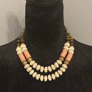 Banana Republic Cream and Pink Beaded Necklace
